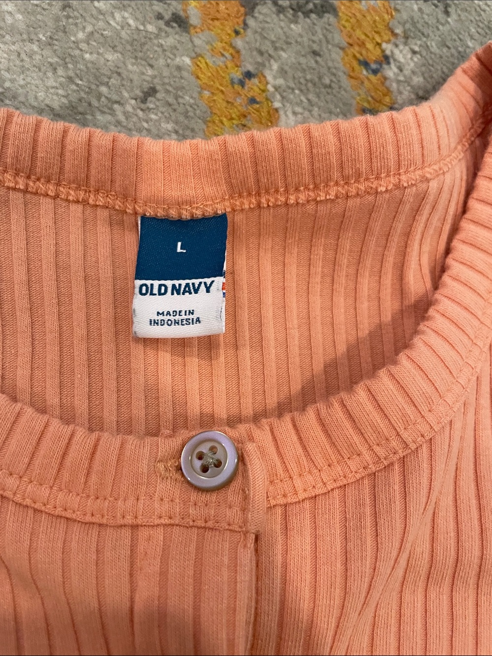 Old Navy Ribbed Button-Front Tank in Peach - Picture 2 of 4